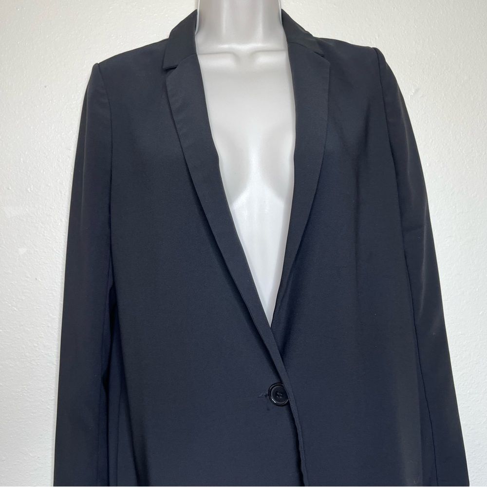 Aryn K Open Back Black Single Button Long Line Blazer Jacket Womens Medium FLAW - Picture 4 of 14